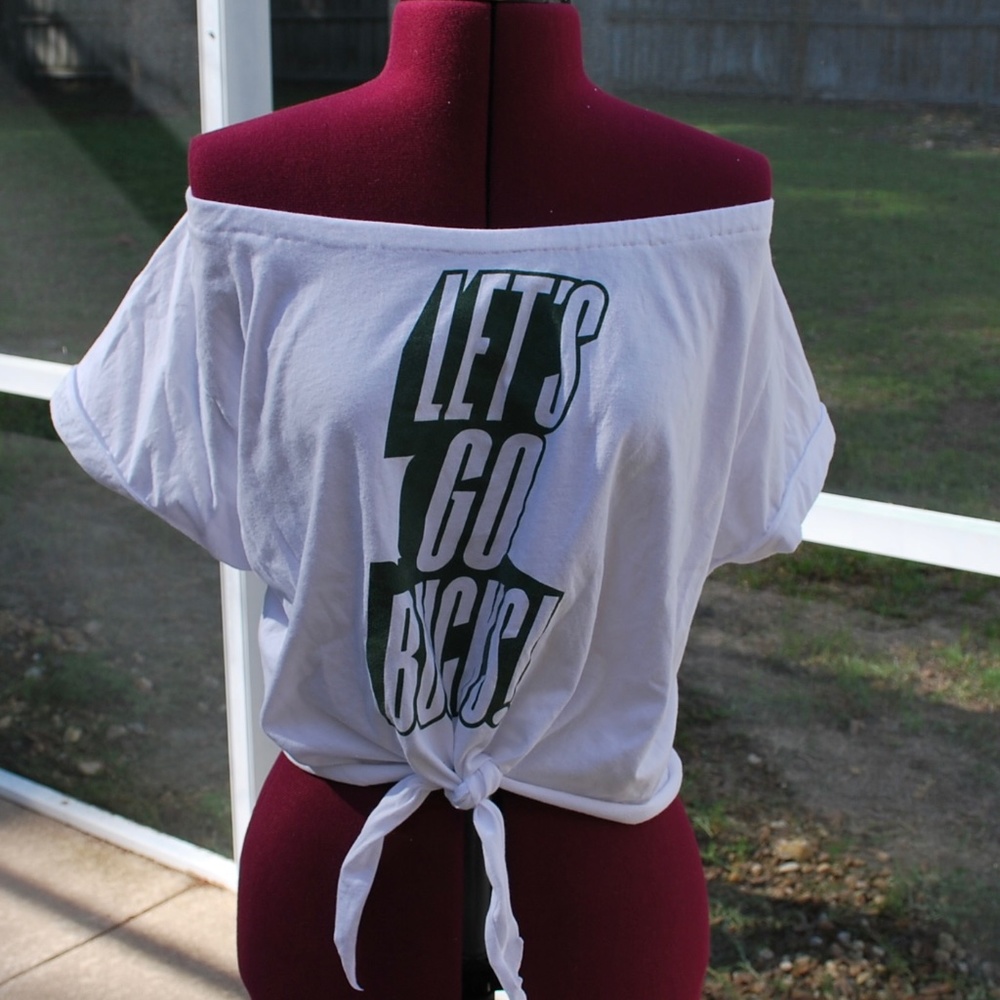Milwaukee Bucks Off Shoulder Cropped Shirt Top Tie Waist XL